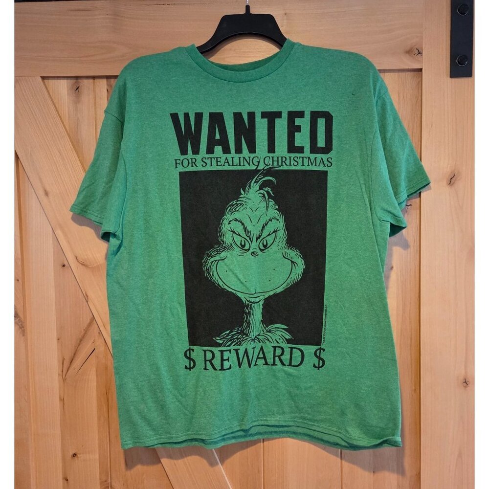 Dr. Seuss The Grinch "Wanted for Stealing Christmas Reward" T-Shirt Men's XL